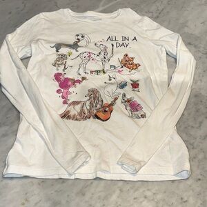 Crewcuts White Long Sleeve Tee with Playful Animal Design